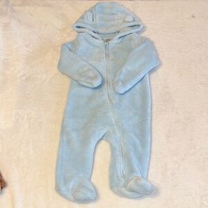 (2 for $10) George Cozy Baby Blue Fleece One-Piece with Hood